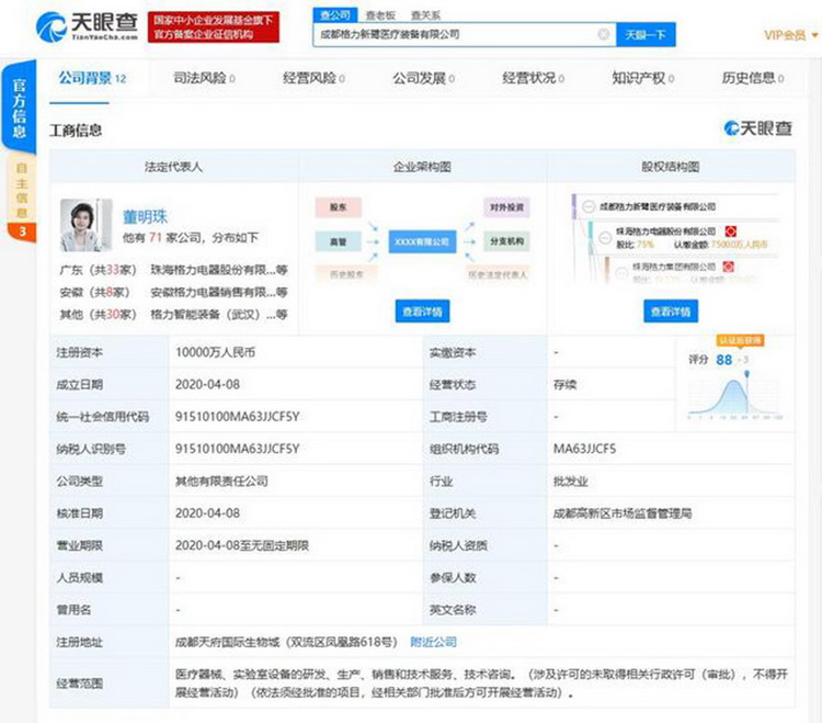 格力成立醫療裝備新公司 多家大企業布局醫療器械設備行業(圖1)